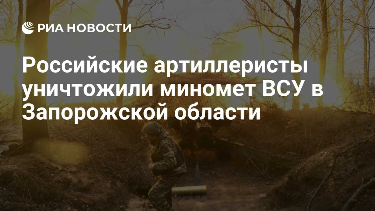 Российские артиллеристы уничтожили миномет ВСУ в Запорожской области