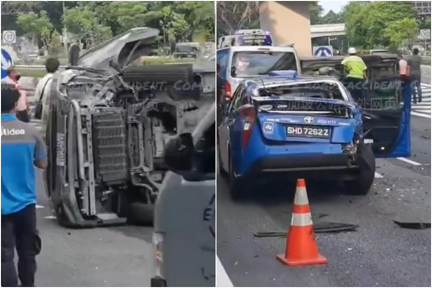 One driver taken to hospital after 5-vehicle accident on slip road of PIE towards TPE