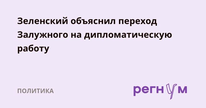 Зеленский объяснил переход Залужного на дипломатическую работу