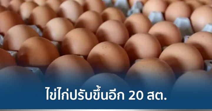 ราคาไข่ไก่ปรับขึ้นอีก 20 สตางค์ แตะ 3.80 บาท