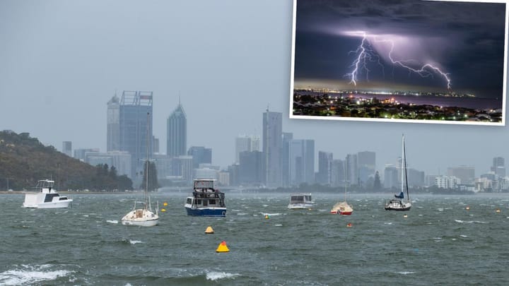 Grey skies but rain eases as early morning storm hits Perth